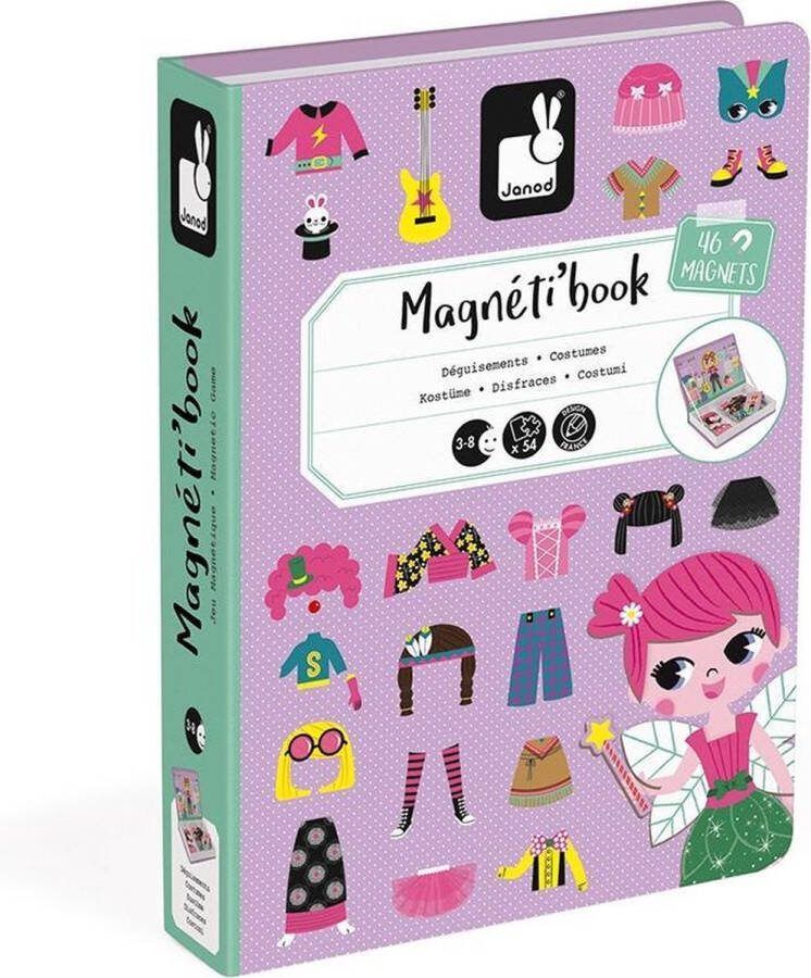 Janod Magnetibook Verkleedfeest Meisjes Magneetboek Speelset Inclusief 46 Magneten En 8 Voorbeeldkaarten Geschikt vanaf 3 Jaar
