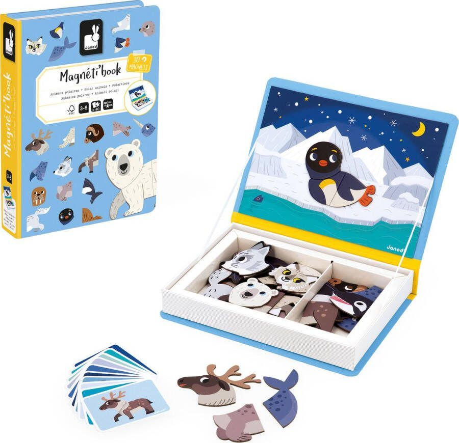 Janod Magnetibook Pooldieren Magneetboek Speelset Inclusief 30 Magneten En 10 Voorbeeldkaarten Geschikt vanaf 3 Jaar