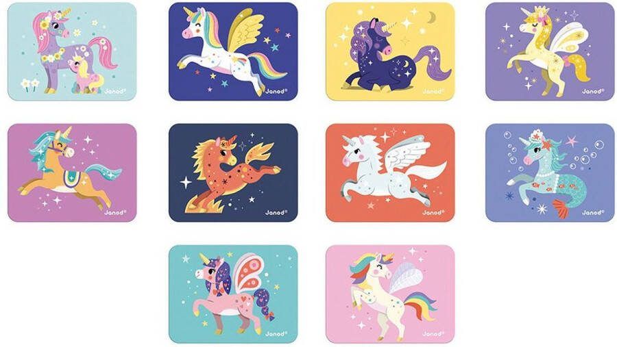 Janod Magnetibook Unicorn Magneetboek Speelset Inclusief 44 Magneten En 10 Voorbeeldkaarten Geschikt vanaf 3 Jaar