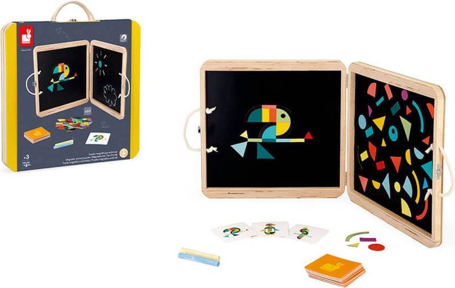 Janod Magnetische Puzzelkoffer Dieren Houten Koffer Met Twee Magnetische Kanten Inclusief 20 Modelkaarten En 60 Magneten Geschikt Vanaf 3 Jaar