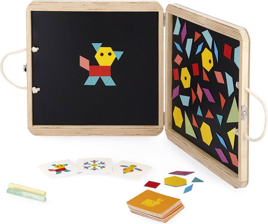 Janod Magnetische Puzzelkoffer Geometrie Houten Koffer Met Twee Magnetische Kanten Inclusief 20 Modelkaarten En 120 Magneten Geschikt Vanaf 4 Jaar