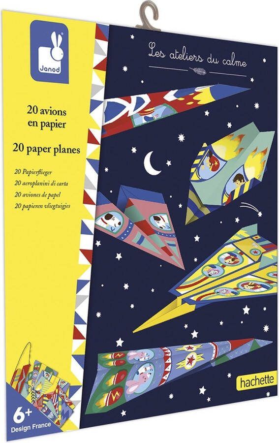 Janod Les Ateliers Du Calme Papieren Vliegtuigjes Knutselpakket De Set Bevat: 20 Geïllustreerde Vellen Papier 1 Lanceerinrichting En Een Elastiek Geschikt Vanaf 6 Jaar