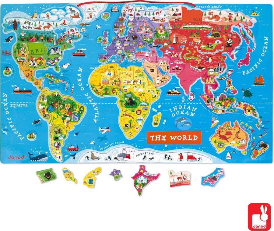 Janod Magneetbord De Wereld (ENG) Inclusief 92 Magneten Een Leuke En Leerzame Manier Om De Wereld Te Ontdekken Geschikt Vanaf 7 Jaar