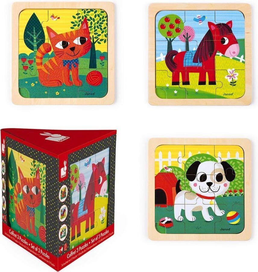 Janod Set van 3 puzzels Tornado Titus en Felix