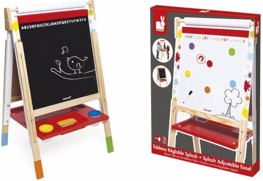 Janod Schoolbord Verstelbaar Krijtbord Whiteboard In Hoogte Verstelbare Poten Magnetische Witte Zijde En Krijtbordzijde Inclusief Veel Accessoires! Geschikt Vanaf 3 Jaar