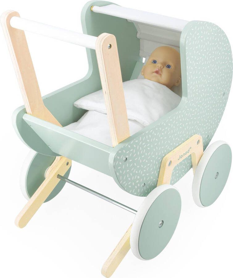 Janod Zen Poppenwagen Houten Poppenwagen Voor Poppen Tot 42 Cm Geschikt Vanaf 18 Maanden