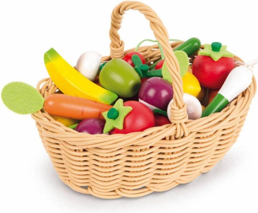 Janod In De Keuken 24 Stuks Groenten En Fruit In Mand Musthave Voor Ieder Speelgoedwinkeltje Of Speelgoedkeuken Geschikt Vanaf 3 Jaar