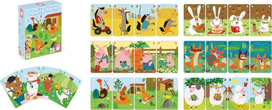 Janod Spel Gelukkige Familieboerderij Kwartet Spel in Boerderij-Thema Maak Op Een Leuke Manier Zoveel Mogelijk Families! Geschikt Vanaf 3 Jaar
