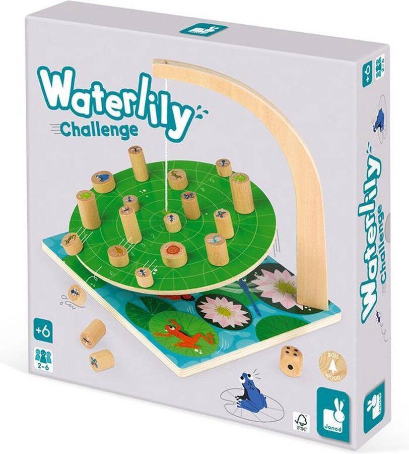 Janod Spel Waterlelie Challenge Behendigheidsspel Volg De Aanwijzingen Op De Dobbelstenen Kies Een Dier Of Een Insect En Plaats Deze Op De Waterlelie Zonder Deze Om Te Gooien Anders Heb Je Verloren! Vanaf 6 Jaar