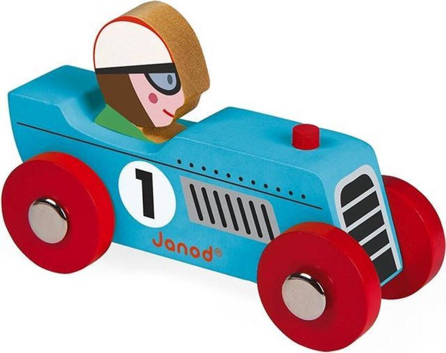 Janod Story Racing retromotor (1 blauw en 1 zilver)