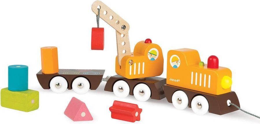 Janod Trekfiguur Trein met houtkraan