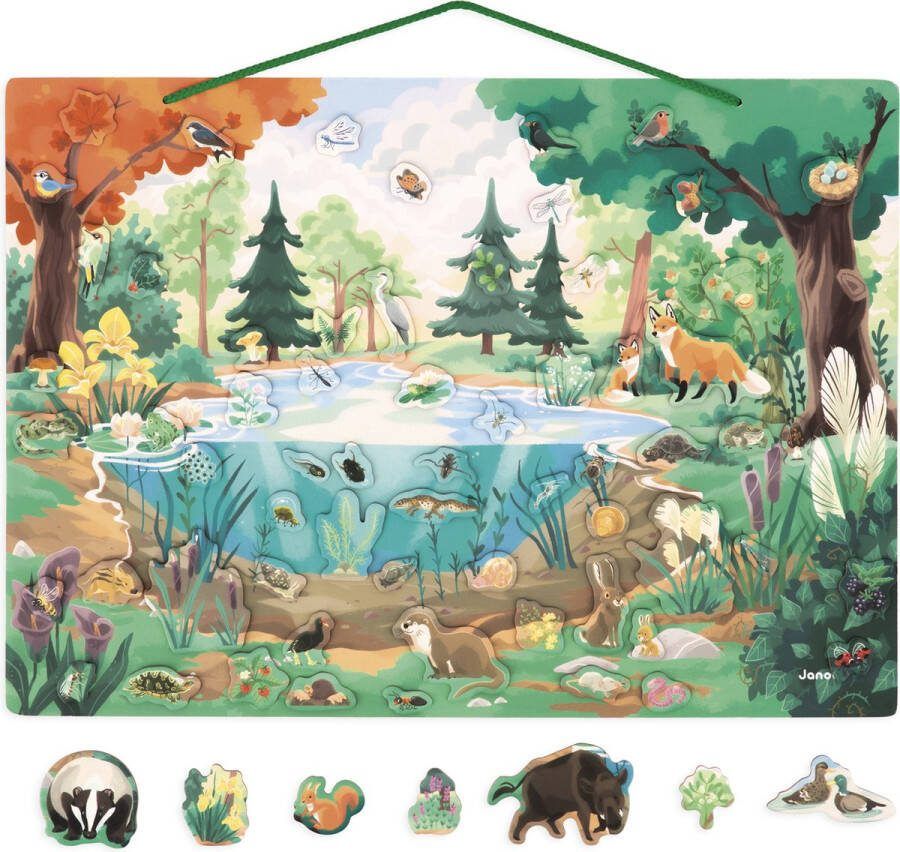 Janod WWF Magnetisch Bord Flora En Fauna Met Dit Magneetbord Van 42 Cm Lang Kunnen Kinderen Zich Onderdompelen In Het Ecosysteem En Veel Leren Over Dieren En Hun Omgeving! Geschikt Vanaf 5 Jaar