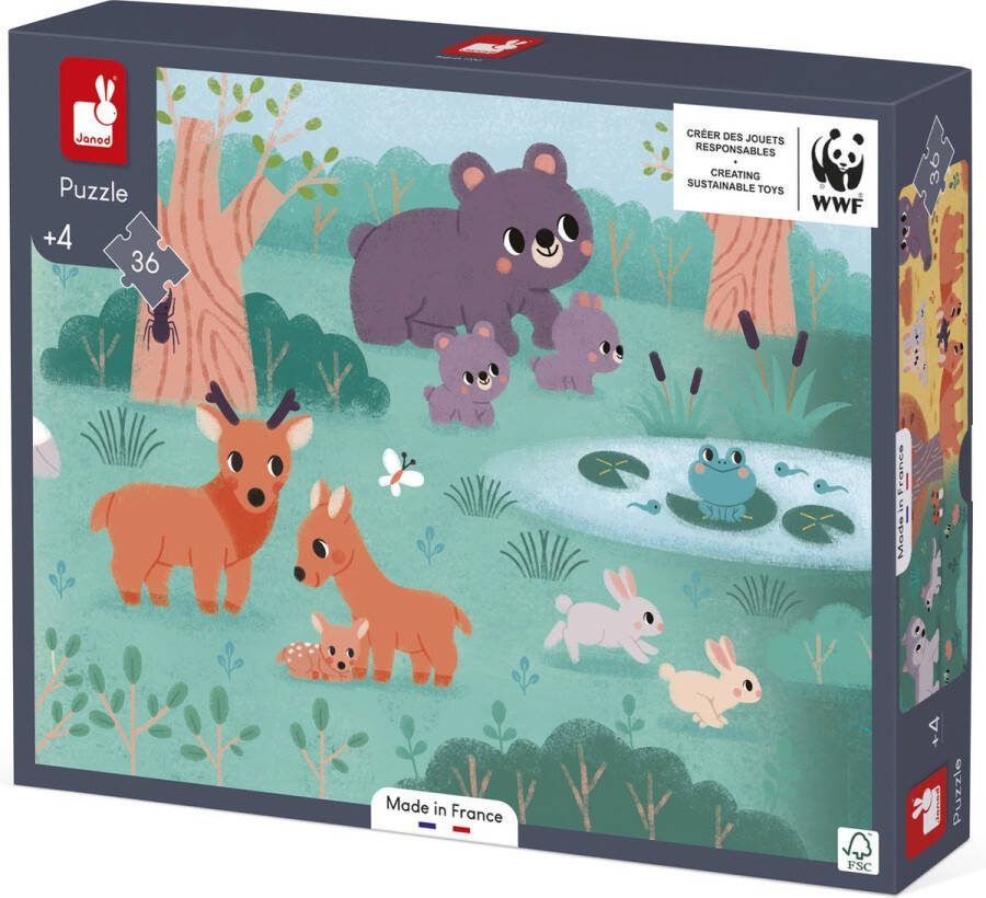 Janod WWF Puzzel 4 Seizoenen Stukje Bij Beetje Ontdekken Kinderen Een Prachtig Universum In Deze Mooie 36-Delige Panoramapuzzel Van 1 Meter Lang! Geschikt Vanaf 4 Jaar