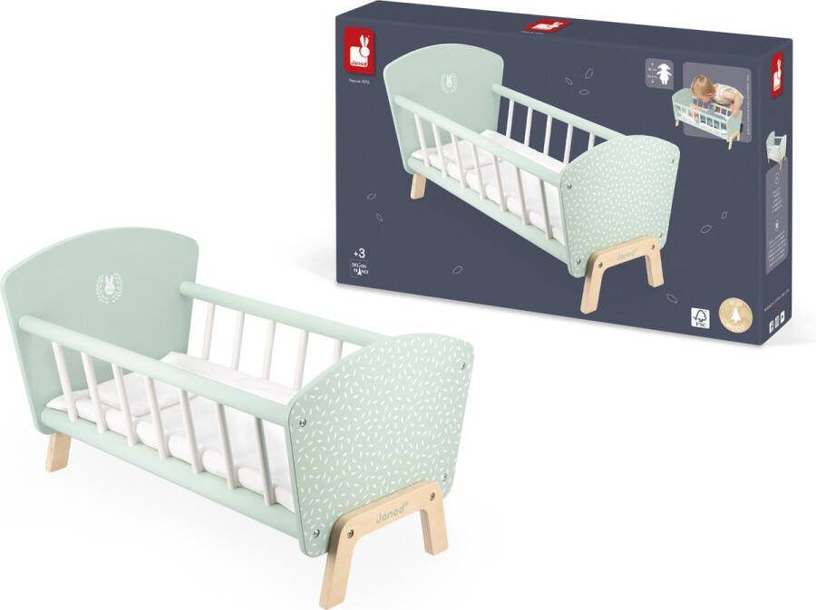 Janod Zen Poppenbed Voor Poppen Tot 42 Cm Inclusief Deken En Kussen Voor Een Goede Nachtrust! Geschikt Vanaf 3 Jaar
