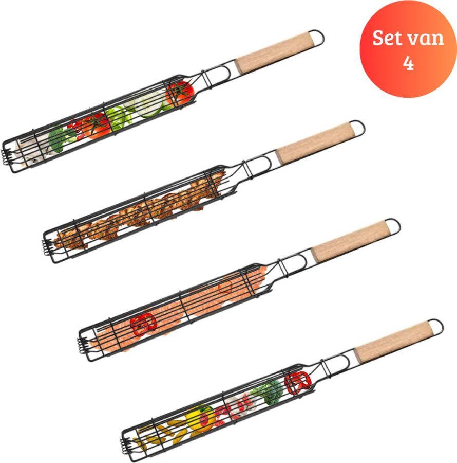 Janse Barbecue grill klemmen set van 4 Bbq tang Geschikt voor vlees vis en groenten Bbq accessoires Bbq gereedschap 4 stuks Camping Zomer vakantie
