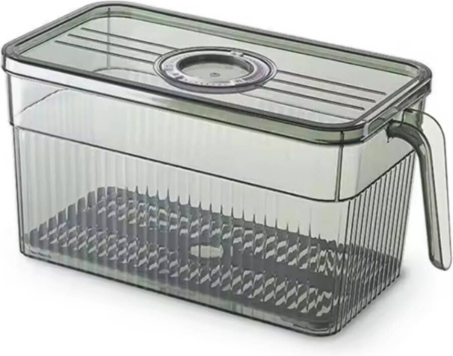 Janse koelkast organizer grijs transparant Opbergbox met handvat Opberg bakje Koelkast bakje Plastic bakje Eten Keuken organizer Stapelbaar Koelkast opbergbak Voorraadbakje Koelkast accessoires