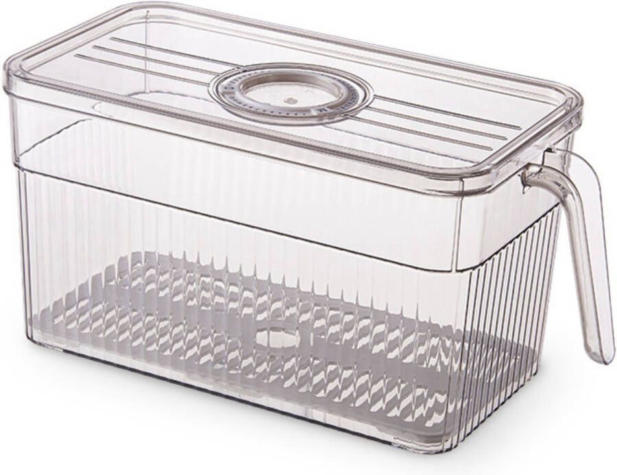 Janse koelkast organizer naturel transparant Opbergbox met handvat Opberg bakje Koelkast bakje Plastic bakje Eten Keuken organizer Stapelbaar Koelkast opbergbak Voorraadbakje Koelkast accessoires