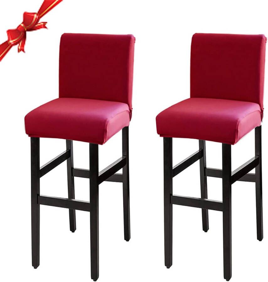 Jaotto Stoelhoezen Set met 2 Stretch barkruk covers afneembare wasbare stoelhoes Decoratie Stoelhoes barkruk Stoelhoezen Voor Pub Combinatieapparaat Bar Café rood 2 stuks
