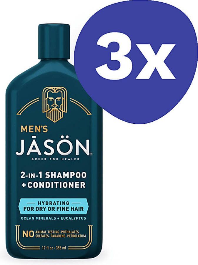 Jason Natural Jason Men's Hydrating 2-in-1 Shampoo en Conditioner (3x 355ml)