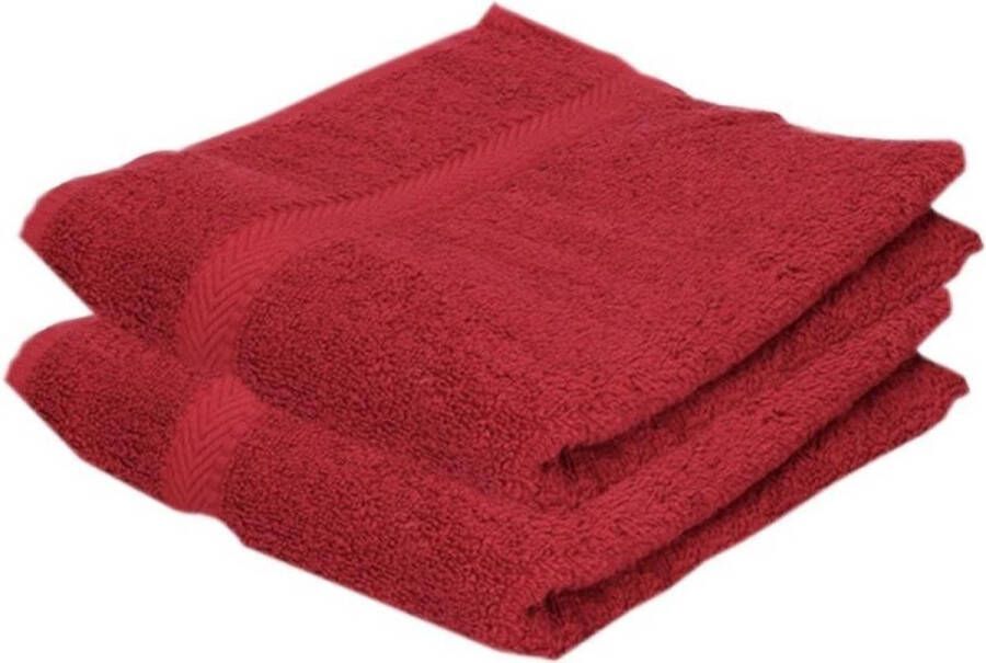 Jassz 2x Voordelige handdoeken rood 50 x 100 cm 420 grams Badkamer textiel badhanddoeken