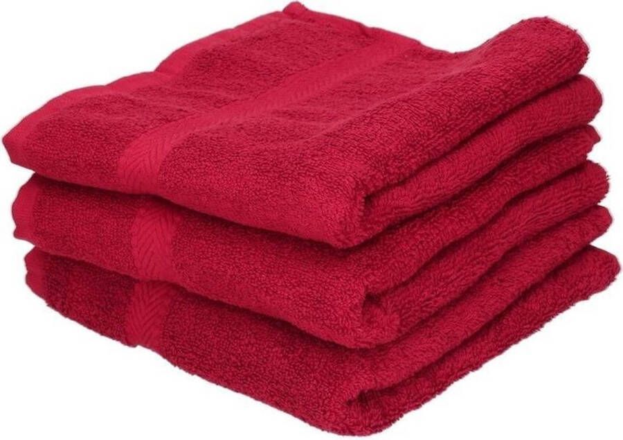 Jassz 3x Voordelige badhanddoeken rood 70 x 140 cm 420 grams Badkamer textiel handdoeken