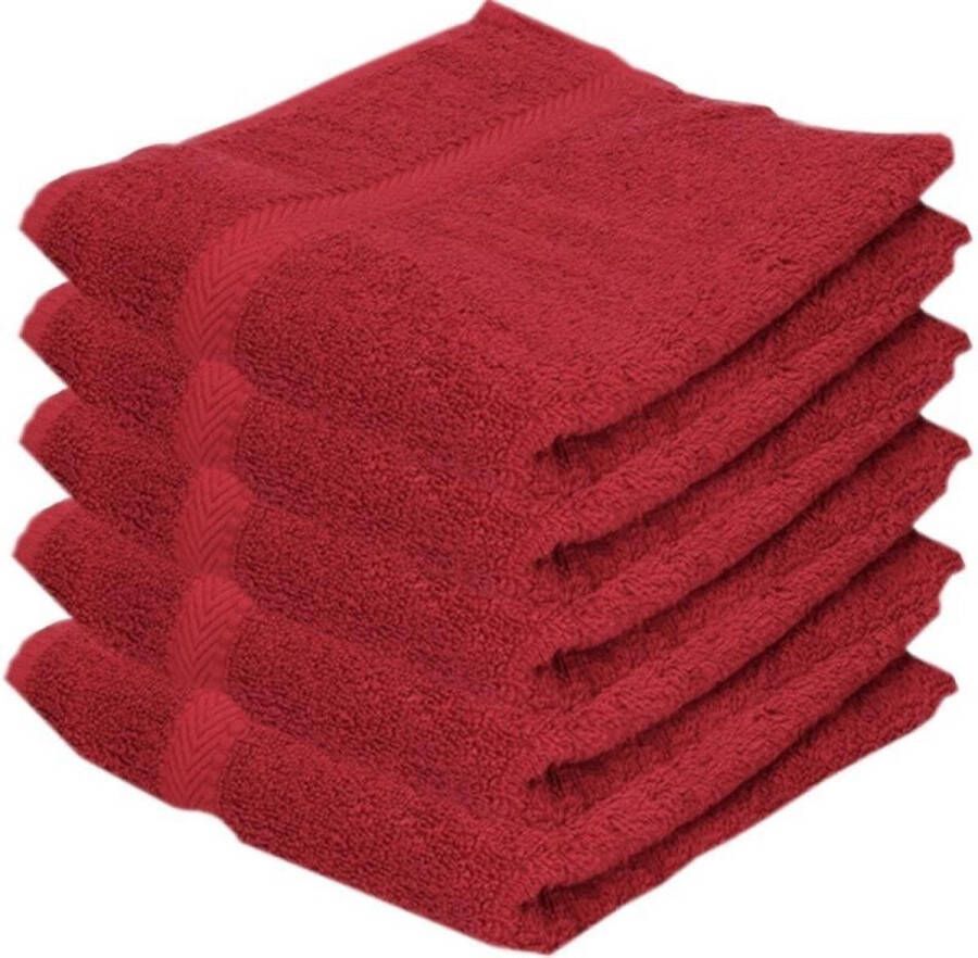 Merkloos 5x Voordelige Badhanddoeken Rood 70 X 140 Cm 420 Grams Badkamer Textiel Handdoeken