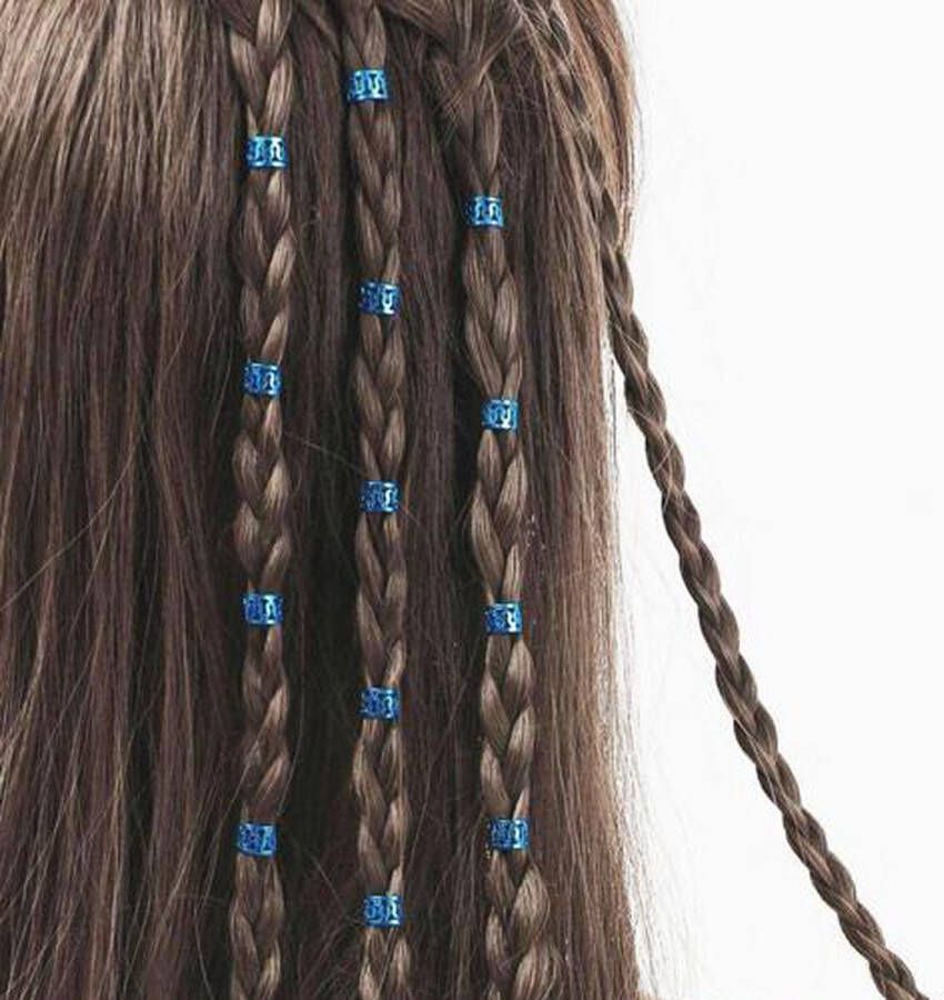 Jaynoi Haar Ringen Vlechten Blauw (40 stuks) Haar Kralen Haarringen dreadlock kralen Kraaltjes Clips Haar Accessoires Vrouwen Vlecht accessoires Hair Beads Blue 40 stuks