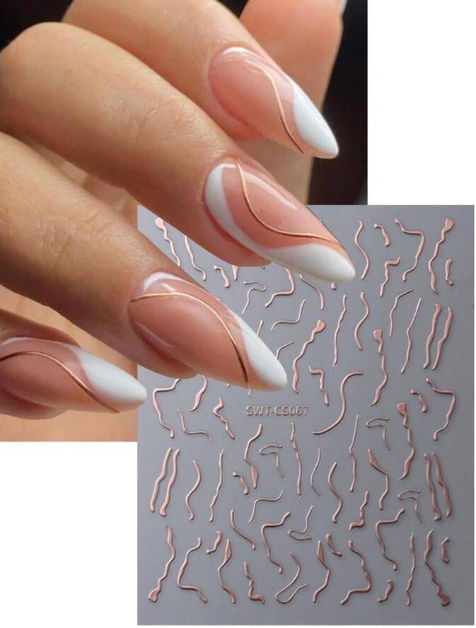 Jaynoi Nagelstickers nail art (2 velletjes Rosegoud) Nail Art Stickers Nagelstickers Velletjes Zelfklevend Nagellak stickers Nagelstickers kinderen Nail Art Stickers Decoratie Nagel Stickers marmer