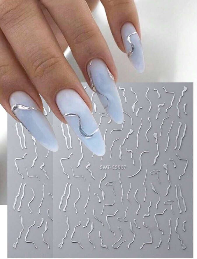 Jaynoi Nagelstickers nail art (2 velletjes Zilver) Nail Art Stickers Nagelstickers Velletjes Zelfklevend Nagellak stickers Nagelstickers kinderen Nail Art Stickers Decoratie Nagel Stickers marmer