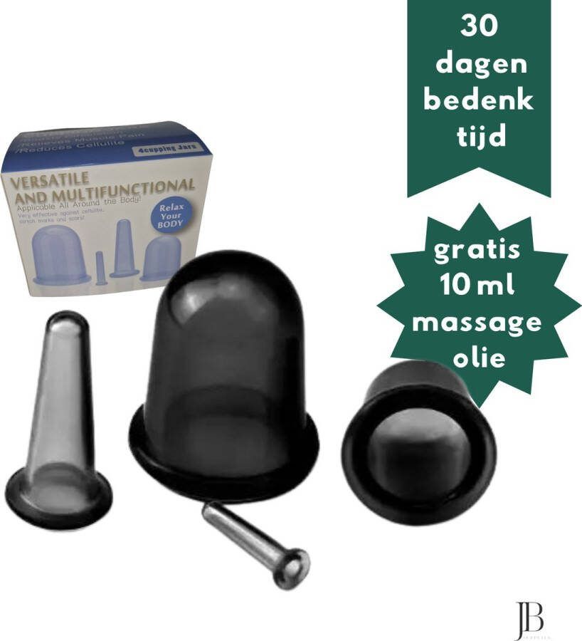 JB Supplies cupping set- cupping cups cupping set cellulite -cupping set massage gratis massage olie silicone cupping set vacuum cupping set lichaam en gezicht cupping set gezicht cellulite cups