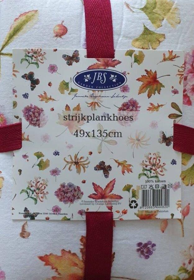 JBS Strijkplankhoes Janneke Brinkman Herfst met blaadjes maat 49x135 -Strijkplankhoes Bordeaux rood