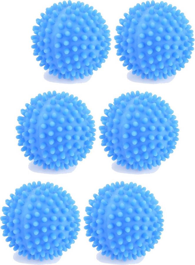 JCG Goods Drogerballen Wasbollen PVC Energiebesparing Wasdroger Ballen Blauw 6 Stuks
