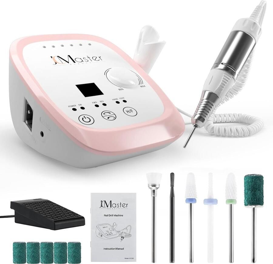 JCMASTER Professionele nagelfrees freesnagels max. 35.000 omw min elektrische nagelvijl met voetpedaal voor gelnagels acrylnagels elektrische nagelfrees voor nagelstudio thuis