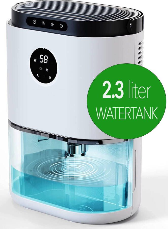 JC s Luchtontvochtiger Automatische hygrometer Extreem Stil 800ml dag Luchtreiniger Dehumidifier Grote Watertank 2300ml Voor huis kamer badkamer & kelder – Luchtontvochtigers Wit