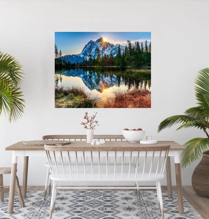 JDBOS Handig en mooi JDBOS Schilderen op nummer Volwassenen met frame (hout) Meer met besneeuwde bergtop Verven volwassenen 40x50 cm