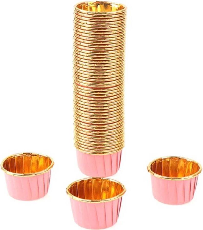 Jealie 30 Stuks Muffin Cupcake Bakvormen – Luxe Papieren Bak Vormpjes – Roze Goud