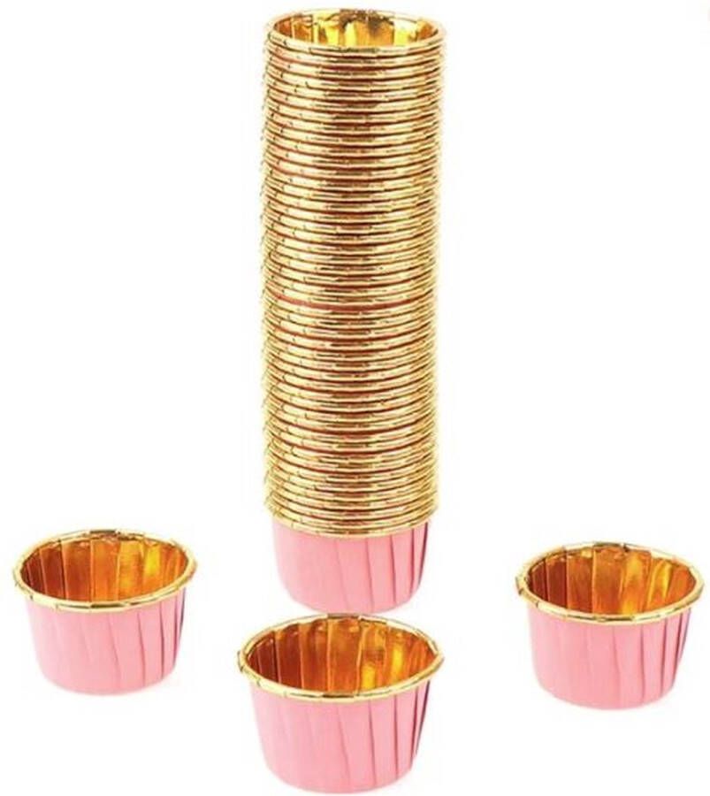 Jealie 50 Stuks Mini Muffin Cupcake Bakvormen – Luxe Papieren Bak Vormpjes – Zwart Goud