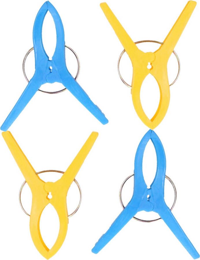 Jedermann Handdoekknijpers XL 6x blauw geel kunststof 12 cm Handdoekknijpers