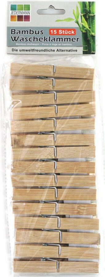Jedermann wasknijpers -15x bamboe hout 9 5 cm Knijpers