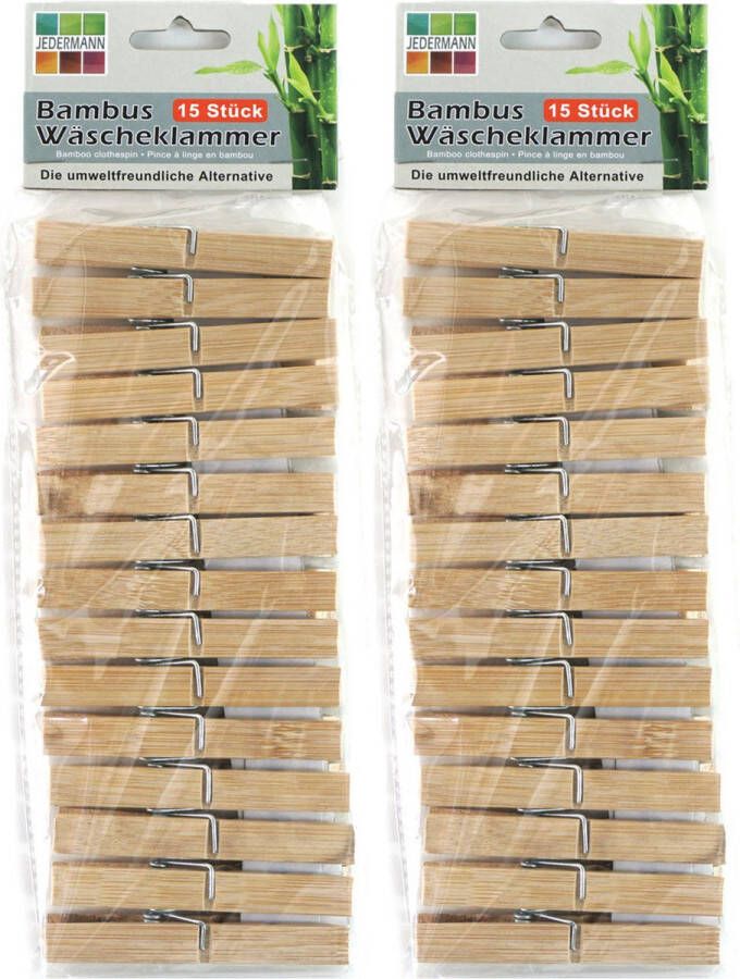 Jedermann wasknijpers 30x bamboe hout 9 5 cm Knijpers