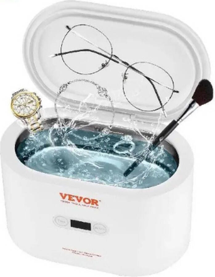 Jeghi Ultrasoonreiniger Ultrasoon Cleaner Badsonische reinigingsapparatuur 650ml LED Display 0.81kg -11.3x19x11.7cm 41KHz 5 Timersettings Wit