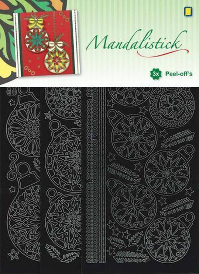 JEJE Produkt Zwart Kerstballen 3-pack Mandalistick Peel-off Stickers