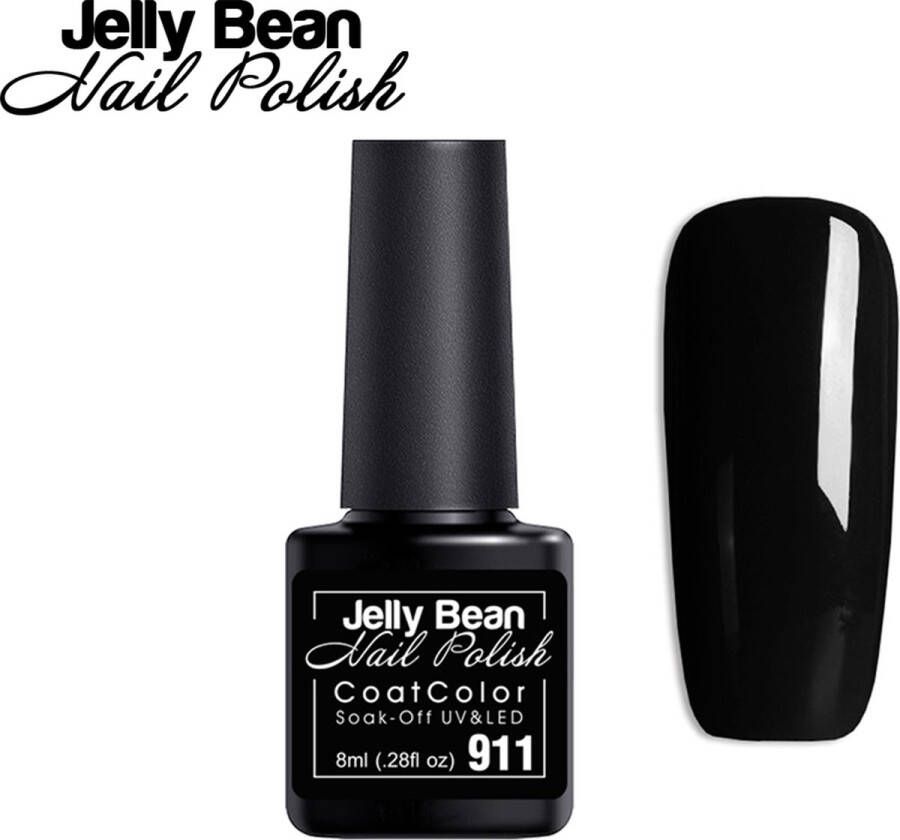 Jelly Bean Nail Polish Gel Nagellak New Gellak Black (Zwart) UV Nagellak 8ml