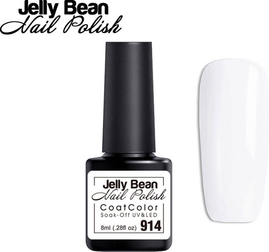 Jelly Bean Nail Polish Gel Nagellak New Gellak White (Wit) UV Nagellak 8ml