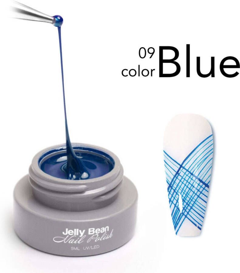 Jelly Bean Nail Polish spider gel Blauw nail art gel Blue UV gellak 5ml