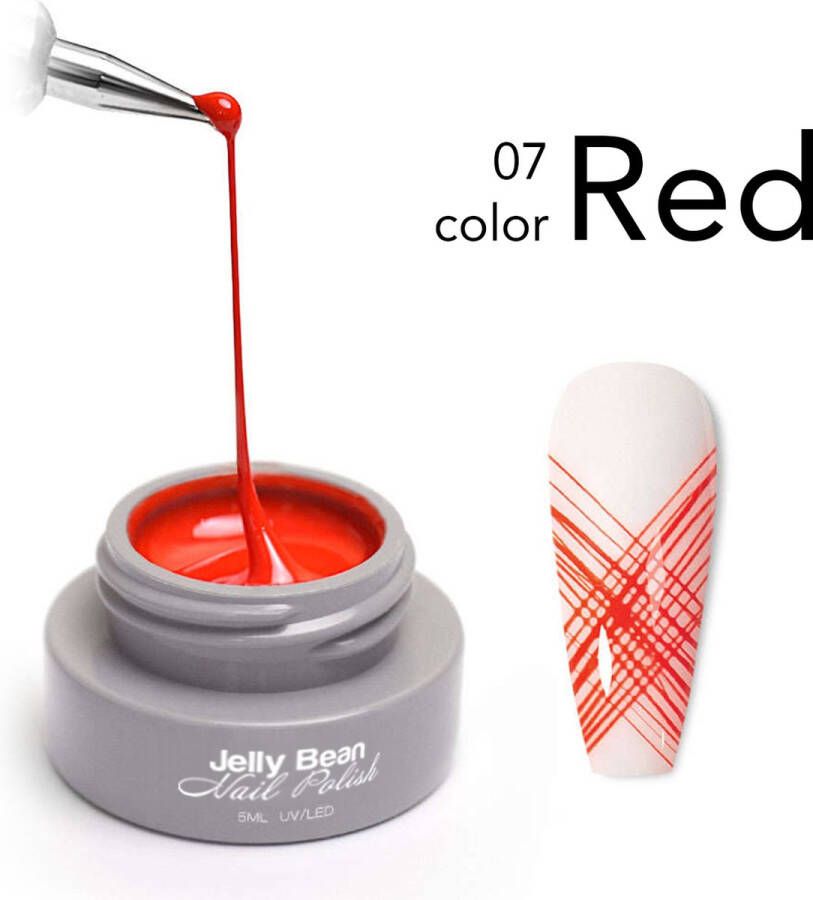 Jelly Bean Nail Polish spider gel Rood nail art gel Red UV gellak 5ml
