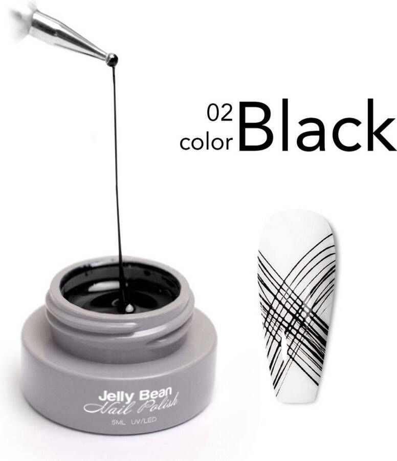 Jelly Bean Nail Polish spider gel Zwart nail art gel Black UV gellak 5ml