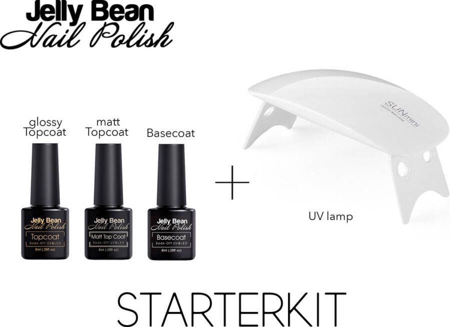 Jelly Bean Nail Polish Starterkit 6W Premium UV nagellamp voor gel nagellak Base Coat 2 Top Coat