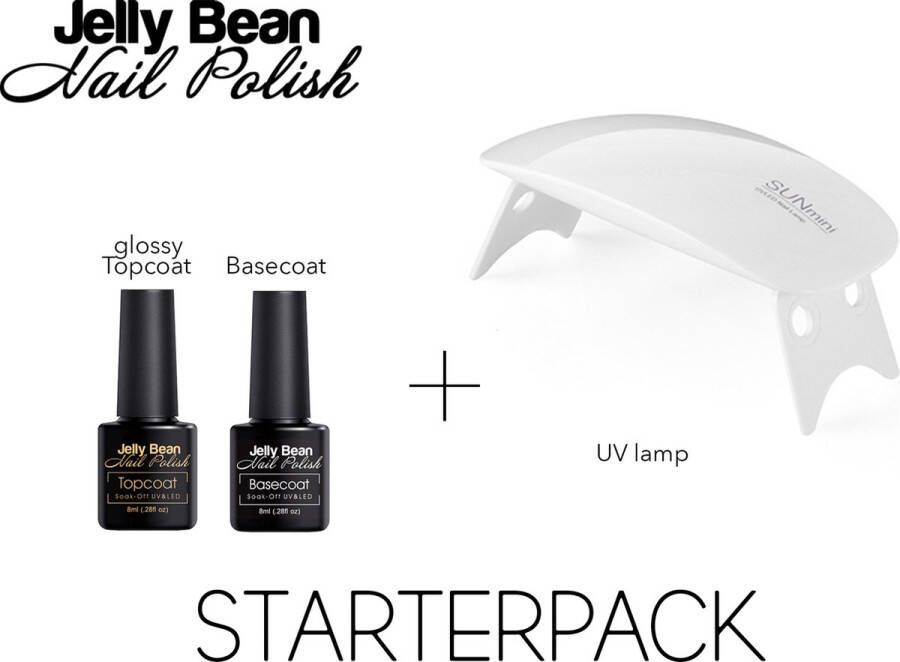 Jelly Bean Nail Polish Starterpack 6W Premium UV nagellamp voor gel nagellak Base Coat Top Coat