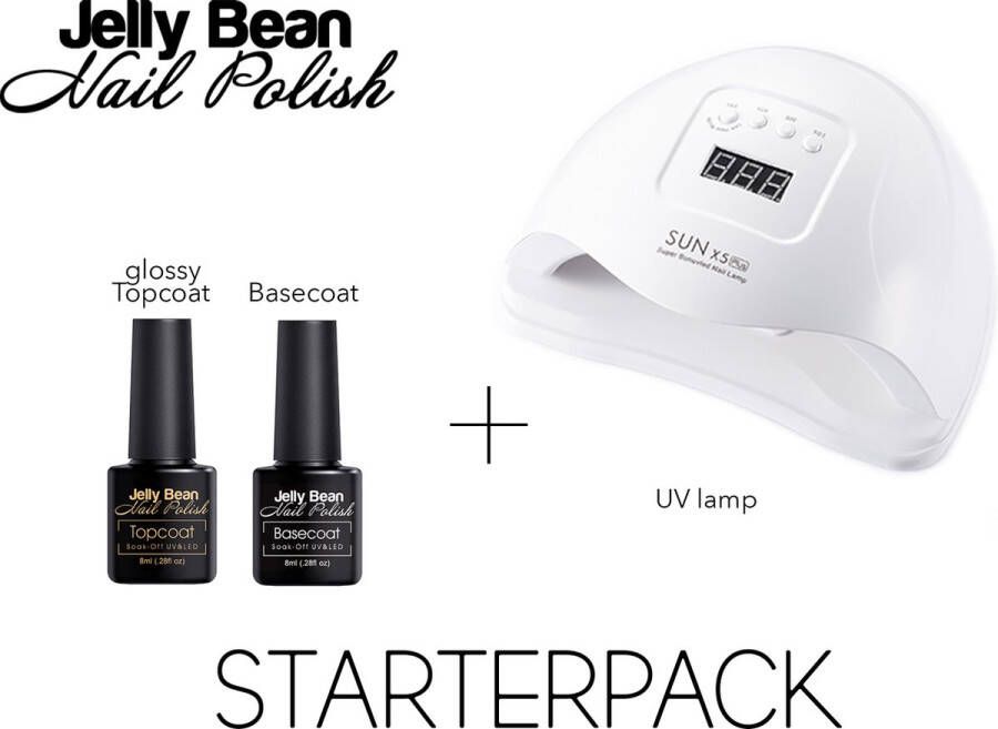 Jelly Bean Nail Polish Starterpack 80W Proffesionele UV nagellamp voor gel nagellak Base Coat Top Coat